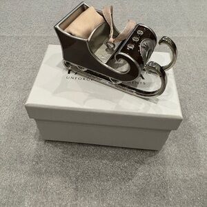 Pandora Brown Silver Sleigh with Rhinestone Accents Ornament